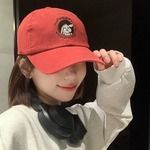 帽子女甜美可爱兔子刺绣棒球帽情侣街头韩版情侣百搭软顶鸭舌帽夏