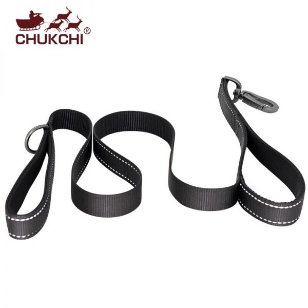 楚克奇(CHUKCHI)狗链子金毛牵引绳大型犬胸背带宠物项圈狗背带遛狗绳狗链子插扣式 双把手牵引绳 牵引绳长1.2米*短牵25厘米