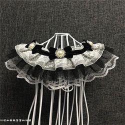 猫咪围脖狗狗宠物饰品项圈铃铛蝴蝶结领结蕾丝针织口水巾围嘴项链 高贵黑 M-中型