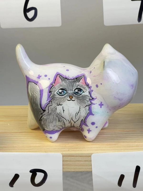 超级可爱的手绘猫猫#手工diy #潮玩 #工艺品摆件 #现场实拍 #摆件