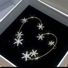 雪花耳挂六芒星一体式耳环林允同款高级感耳骨夹耳饰无耳洞耳挂女