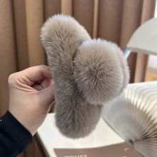 真獭兔毛特大号抓夹后脑勺气质夹子网红新款可爱毛绒头饰发抓发饰