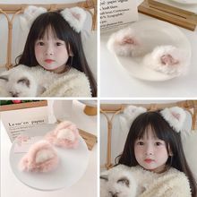 网红甜欲少女猫咪耳朵发夹日韩顶夹毛绒绒发卡仿皮草兔毛搞怪发饰