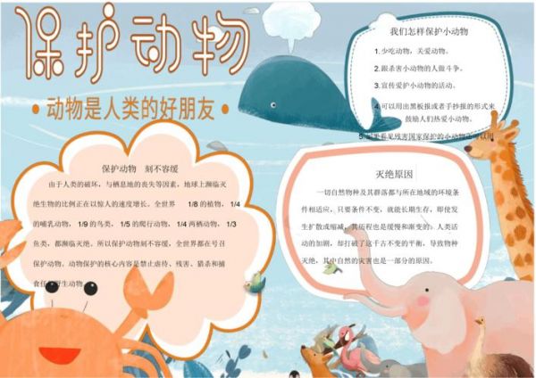 保护动物卡通手抄报.docx 1页