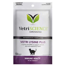 【直营】VetriScience宠物大师猫咪赖氨酸增强免疫力120粒/袋