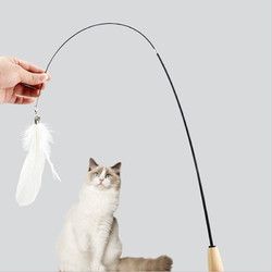 憨憨乐园 猫玩具逗猫棒猫咪棒长杆羽毛钓鱼竿铃铛耐玩逗猫神器