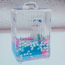 卡通行李箱流沙瓶钥匙扣可爱小狗公仔挂件情侣包包漂流瓶配件