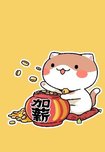可爱卡通招财猫创意文字手机壁纸