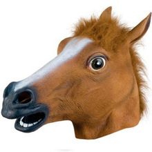 马头面具犬马君动物头套cosplay独角兽面具黑马鱼头恶搞道具搪胶
