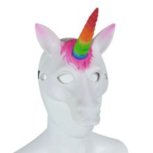跨境现货成人儿童万圣节狂欢节化妆舞会3D立体PU发泡独角兽面具