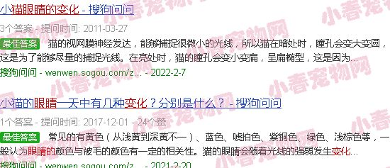猫眼睛的变化