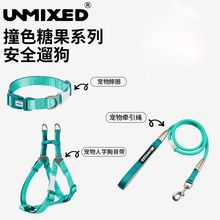 UNMIXED撞色狗狗牵引绳胸背带项圈狗绳中大小型犬泰迪金毛遛狗绳