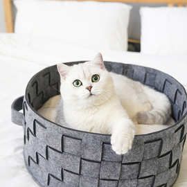 厂家批发时尚毛毡织物篮 编制宠物窝宠 毛毡家居宠物窝毛毡猫窝