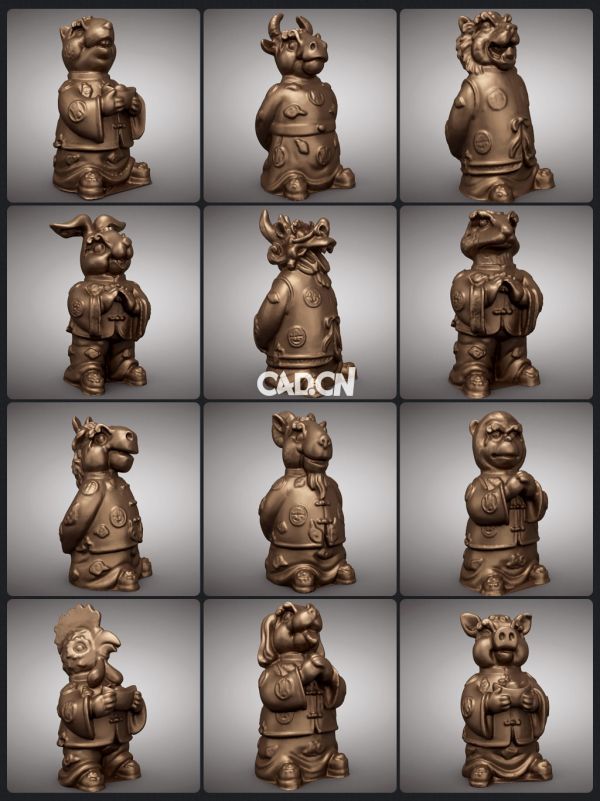 12生肖吉祥物C4D模型合集 （C4D/STL/OBJ）