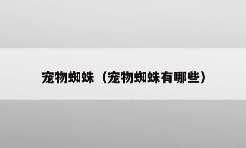 宠物蜘蛛（宠物蜘蛛有哪些）