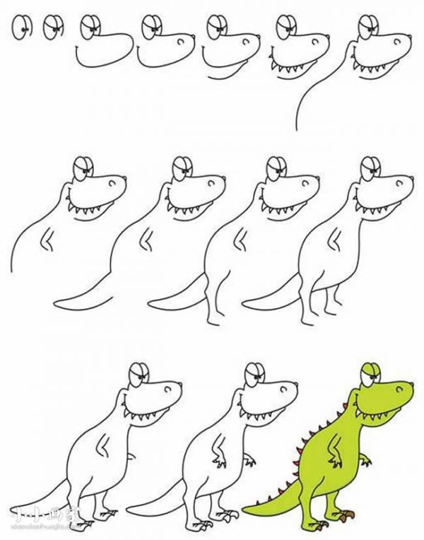 可爱的卡通鳄鱼简笔画画法图片步骤步骤1