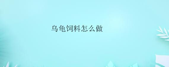 乌龟饲料怎么做——自制