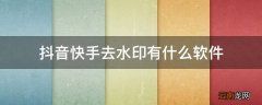 抖音快手去水印有什么软件