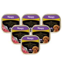顽皮（Wanpy）狗罐头餐盒 狗粮宠物食品宠物狗零食湿粮餐盒 泰迪专用焖汁牛肉餐盒110g*6盒