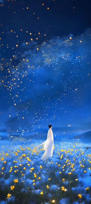 梦幻蓝色花海唯美古风