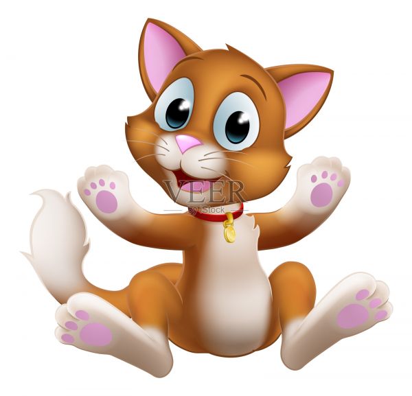 猫卡通宠物小猫可爱的动物角色插画图片素材