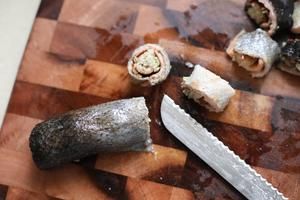 三文鱼皮肉卷（宠物食谱）的做法 步骤5