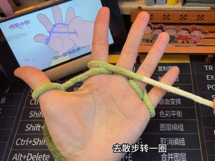跟着阿呆用手指织围巾，有手就会系列#我的手工日常 #保姆级教程 #蜡笔小新 #围巾 #毛线