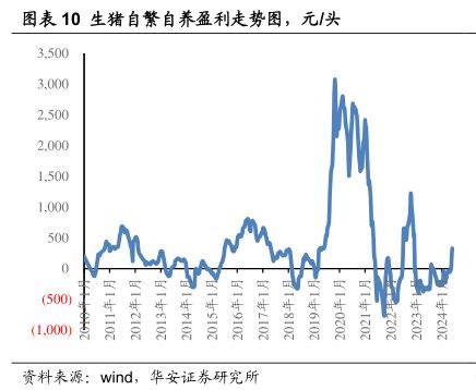 生猪自繁自养盈利走势图，元/头-小牛行研(hangyan.co)-AI驱动的行业研究数据服务