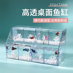宠小帅 生态斗鱼缸透明亚克力客厅热带鱼缸造景排缸桌面创意观赏多格鱼缸 两格裸缸