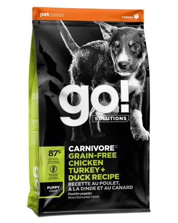 Go! Solutions Carnivore无谷物鸡肉、火鸡肉 + 鸭肉幼犬配方犬粮