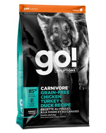 Go! Solutions Carnivore无谷物鸡肉、火鸡肉 + 鸭肉成年犬配方犬粮