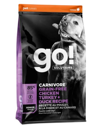 Go! Solutions Carnivore无谷物鸡肉、火鸡肉 + 鸭肉高龄犬配方犬粮