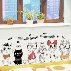 宠物店装饰用品创意温馨猫咪房间卧室卡通墙贴纸贴画自粘墙壁布置