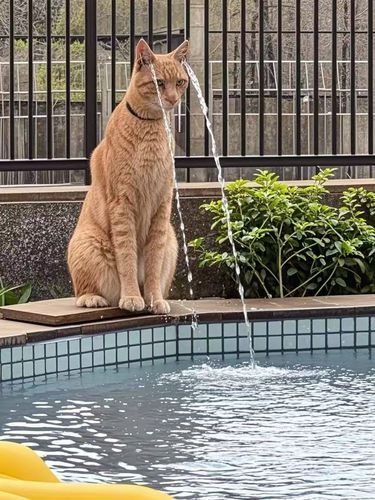 脑子里进水的游泳池猫
