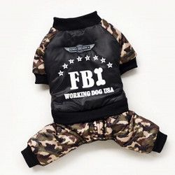 Bellfor秋冬加厚宠物狗衣服FBI迷彩棉衣泰迪狗狗羽绒服 图片色 XL建议7-8.5斤