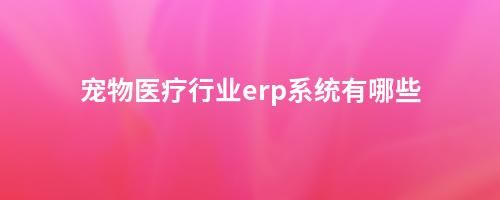 宠物医疗行业erp系统有哪些
