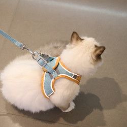 疯狂小狗 猫咪牵引绳背心式猫咪专用外出胸背带防挣脱可调节遛猫绳子猫链子