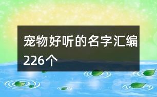 宠物好听的名字汇编226个