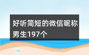 好听简短的微信昵称男生197个