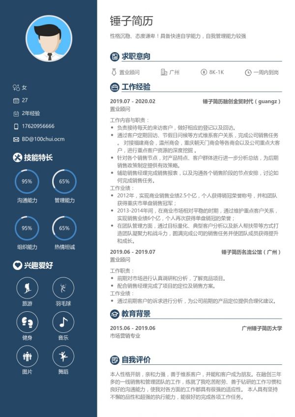 置业顾问简历模板