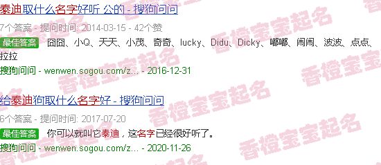 宠物狗名字大全萌萌哒泰迪