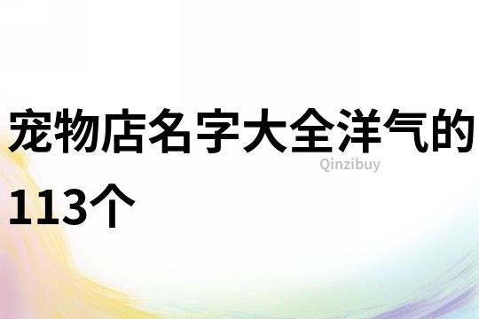 宠物店名字大全洋气的113个