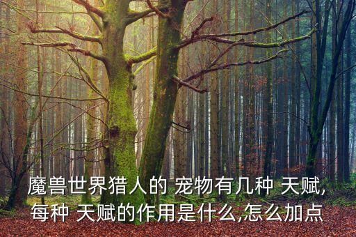 魔兽世界猎人的 宠物有几种 天赋,每种 天赋的作用是什么,怎么加点