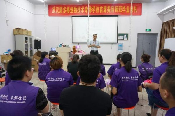 学宠物美容前景怎样|武汉派多格宠物学校3期首席美容班毕业典礼