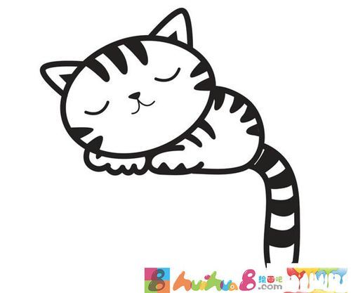 熟睡的小猫咪简笔画步骤教程
