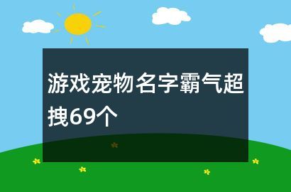 游戏宠物名字霸气超拽69个