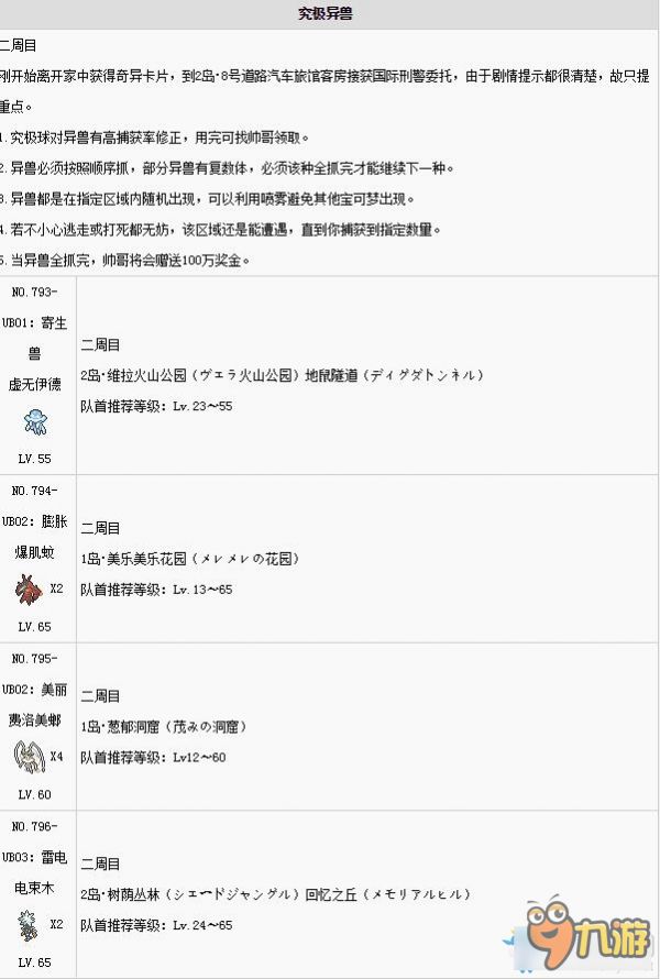 《口袋妖怪：太阳/月亮》神兽及究极异兽捕捉攻略