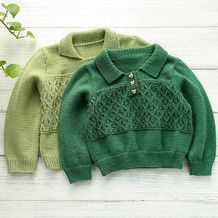 烟栗 简约大方儿童棒针领开扣翻领套头毛衣编织视频教程