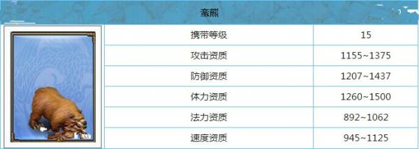 神武手游宠物蛮熊