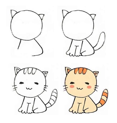 儿童简笔画可爱的小猫画法步骤图片七 动物-第1张